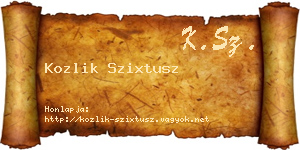 Kozlik Szixtusz névjegykártya